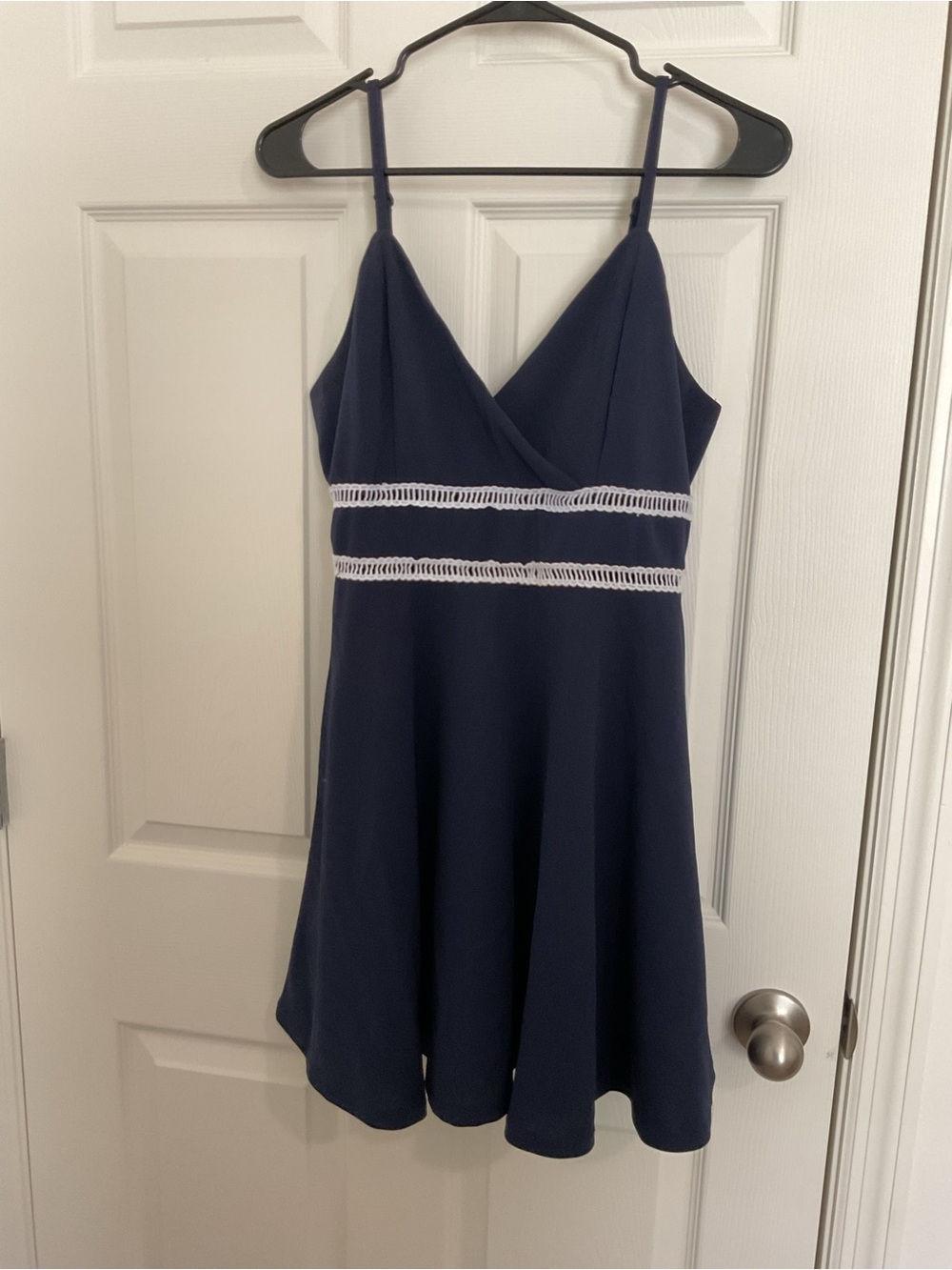 Francesca's Collections Navy Dress with White Trim